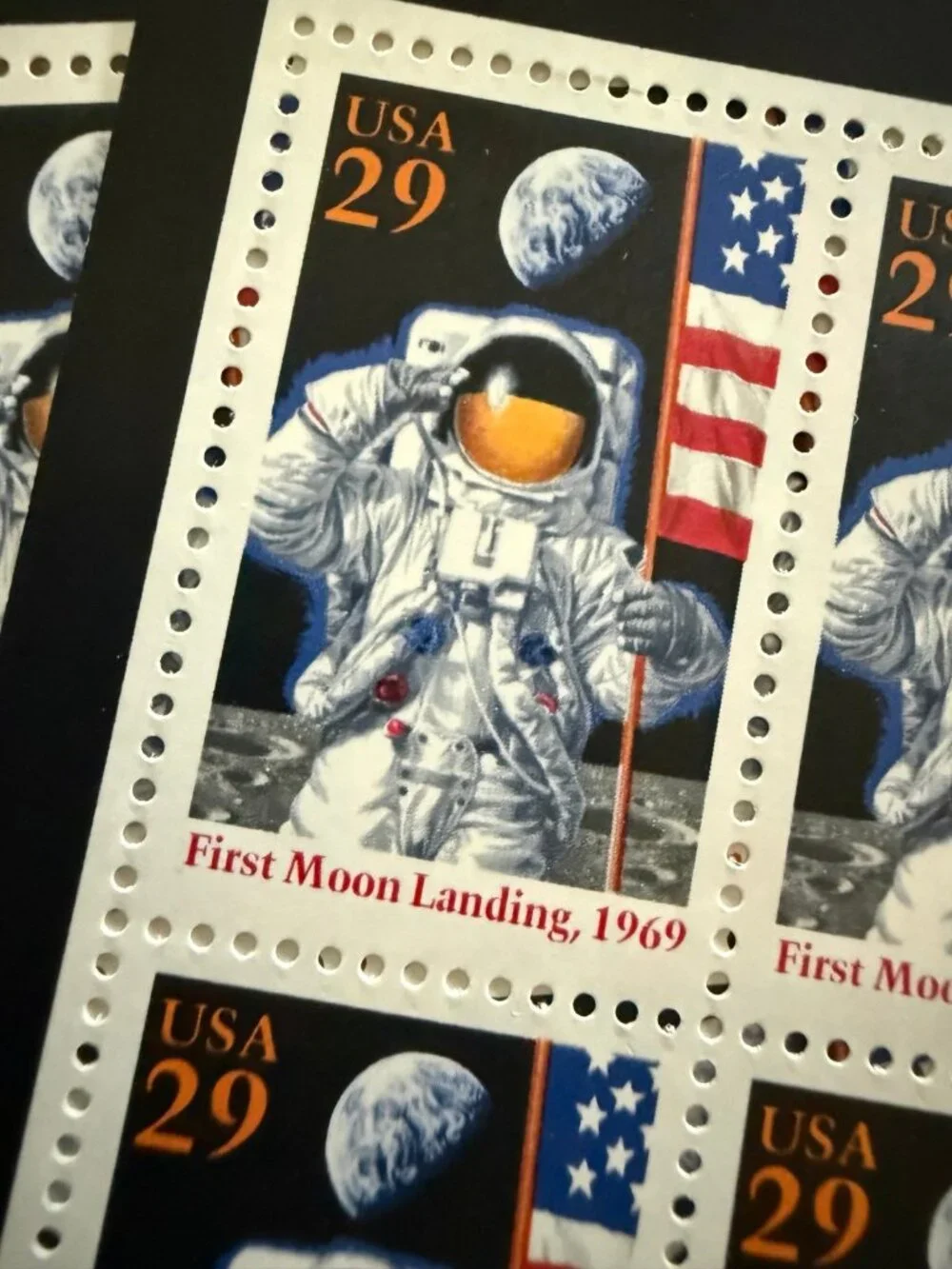 12 first moon landing stamps